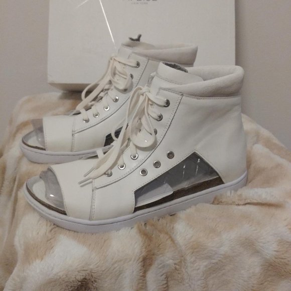 Aeria Nappa Leather Peep-Toe Sneaker Size Misses 10 M - Picture 5 of 10